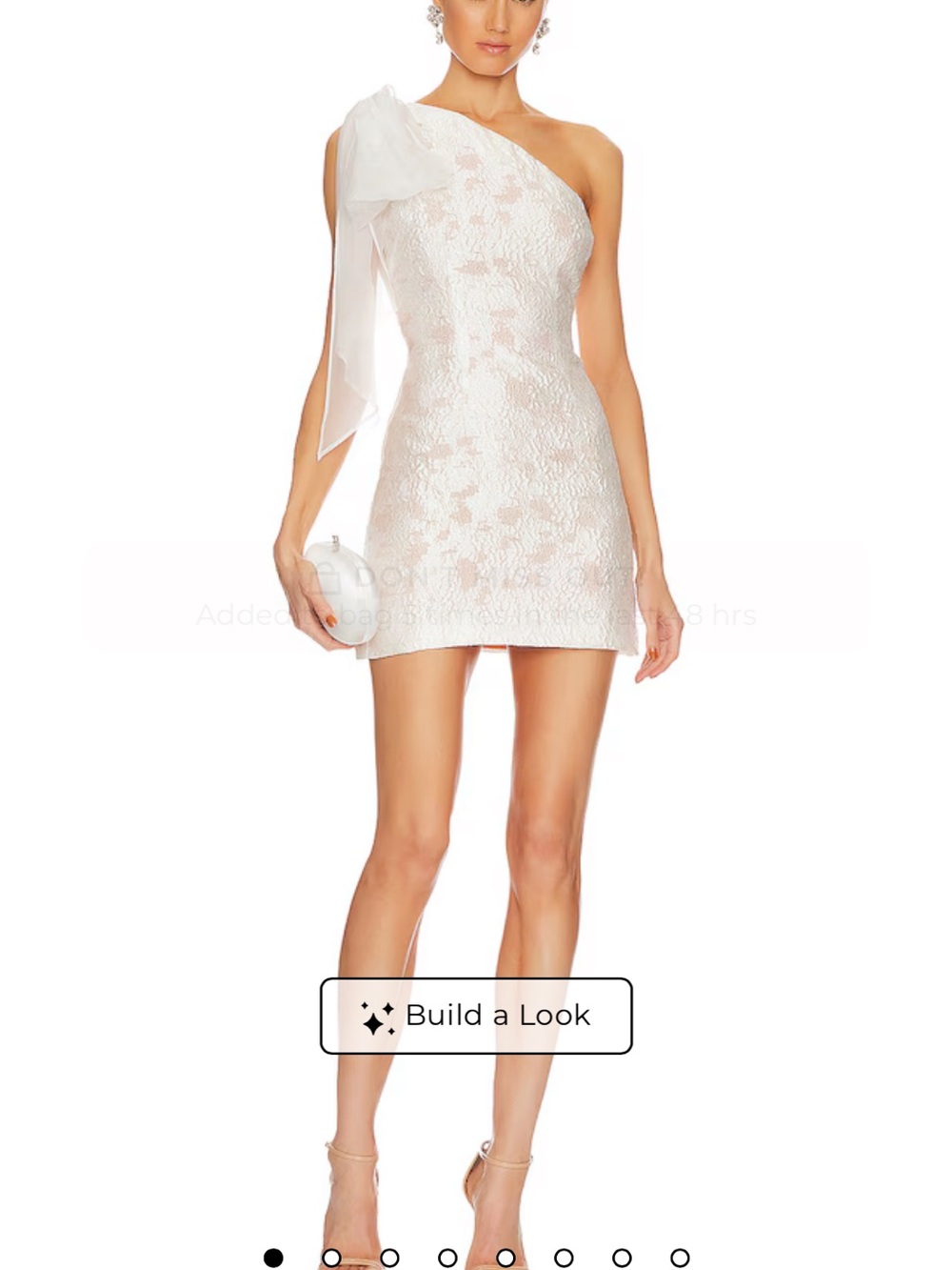 Elliatt One-Shoulder Ivory Lace Mini Dress with Bow